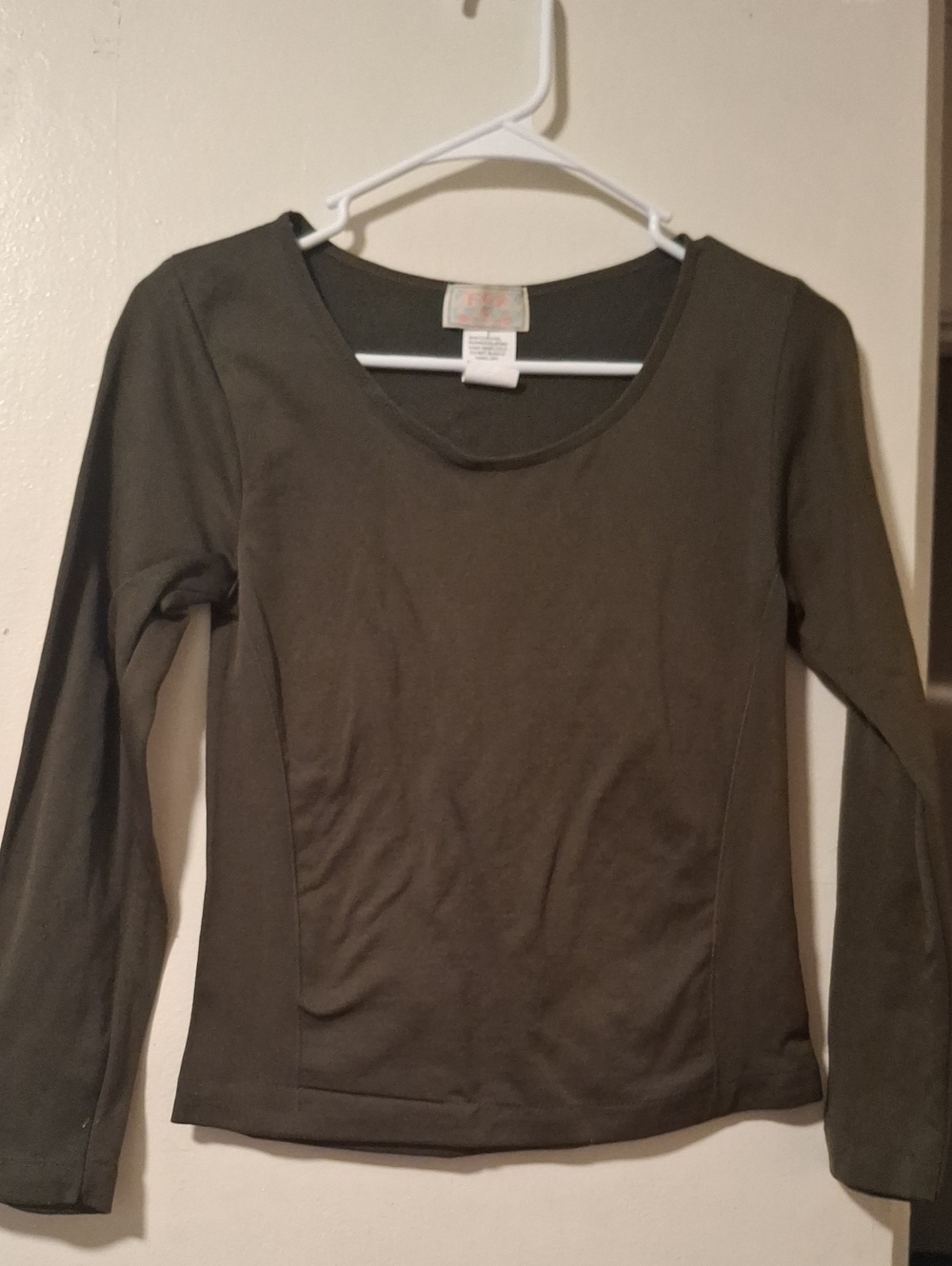 Essential Scoop Neck Long Sleeve Top in Olive
